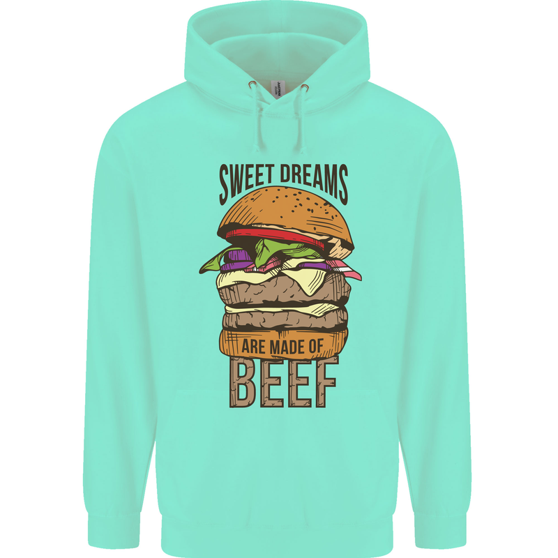 Food Sweet Dreams Beef Funny Chef BBQ Cook Mens 80% Cotton Hoodie Peppermint