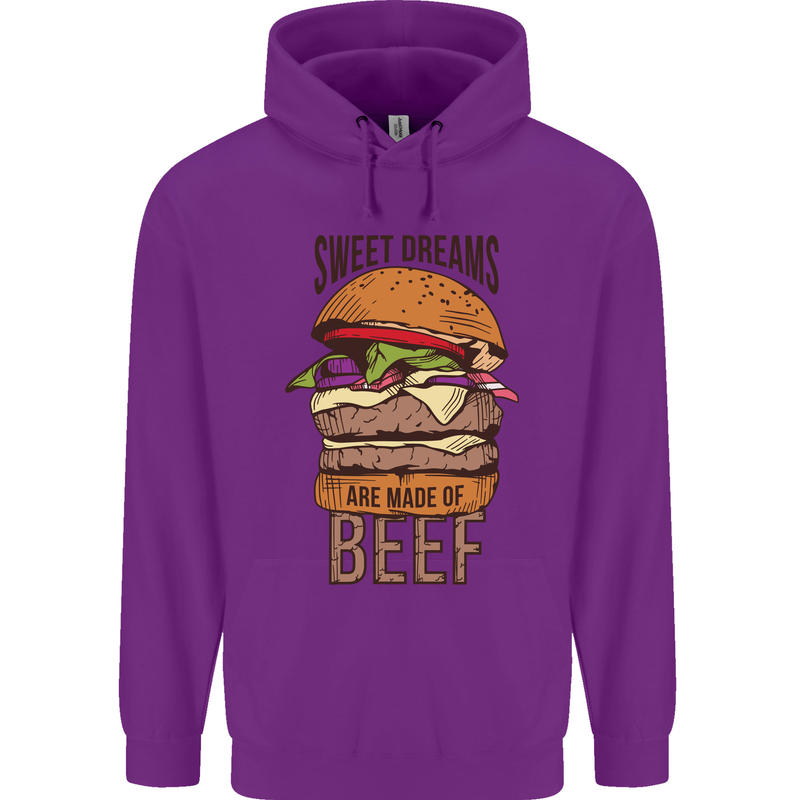 Food Sweet Dreams Beef Funny Chef BBQ Cook Mens 80% Cotton Hoodie Purple