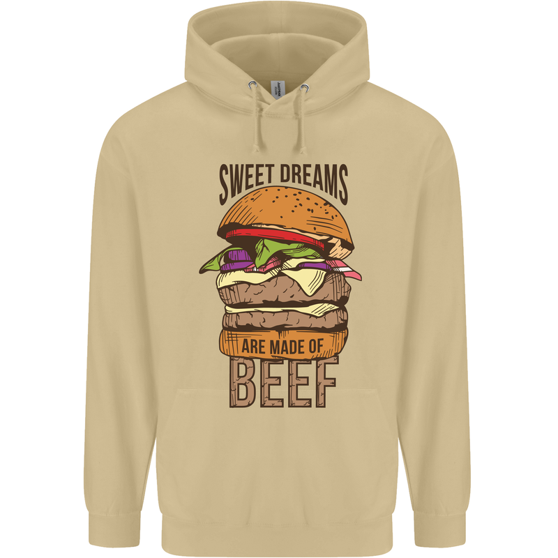 Food Sweet Dreams Beef Funny Chef BBQ Cook Mens 80% Cotton Hoodie Sand