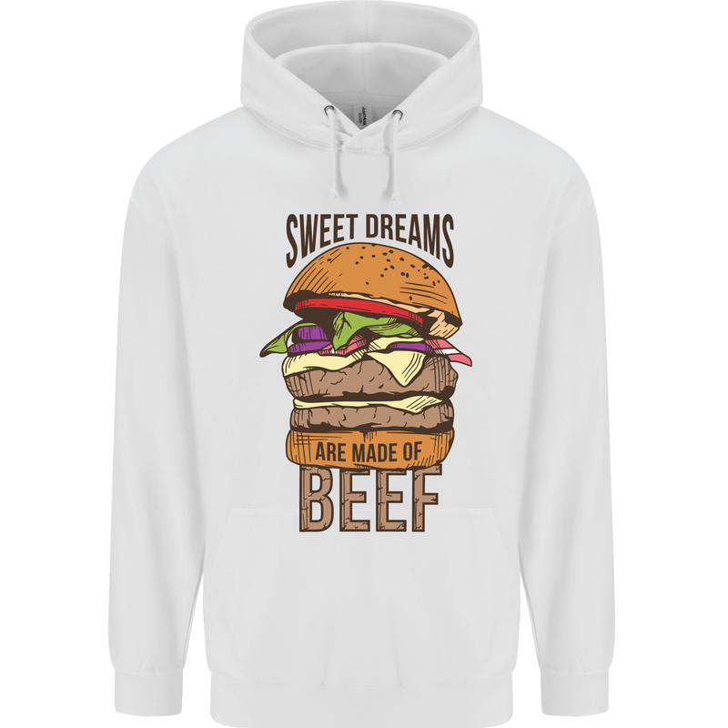 Food Sweet Dreams Beef Funny Chef BBQ Cook Mens 80% Cotton Hoodie White