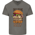 Food Sweet Dreams Beef Funny Chef BBQ Cook Mens V-Neck Cotton T-Shirt Charcoal
