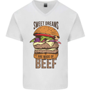 Food Sweet Dreams Beef Funny Chef BBQ Cook Mens V-Neck Cotton T-Shirt White