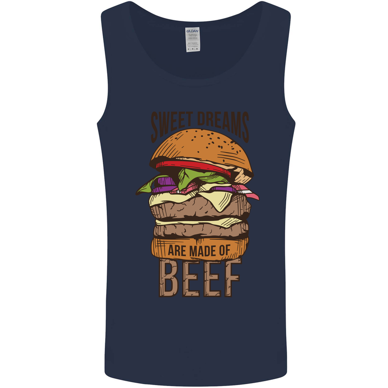 Food Sweet Dreams Beef Funny Chef BBQ Cook Mens Vest Tank Top Navy Blue