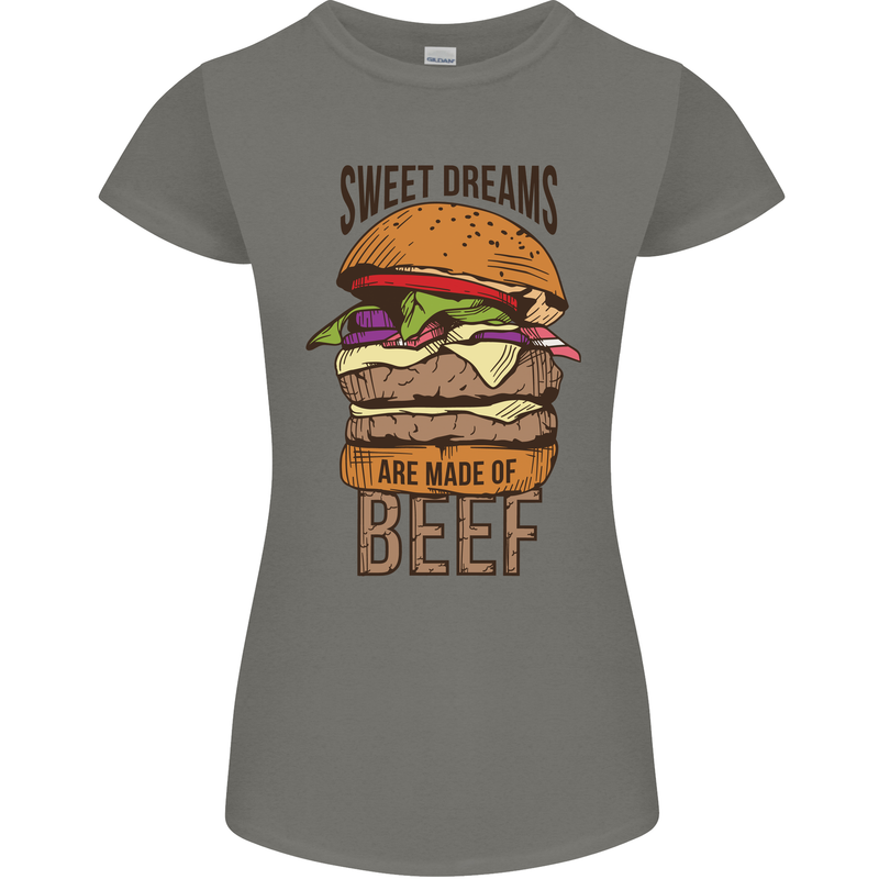 Food Sweet Dreams Beef Funny Chef BBQ Cook Womens Petite Cut T-Shirt Charcoal