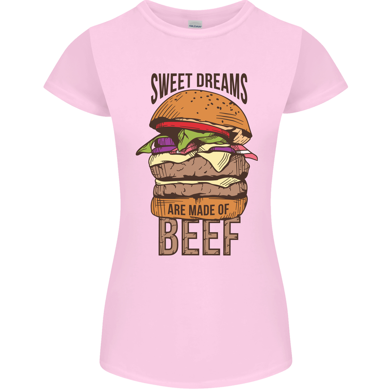 Food Sweet Dreams Beef Funny Chef BBQ Cook Womens Petite Cut T-Shirt Light Pink