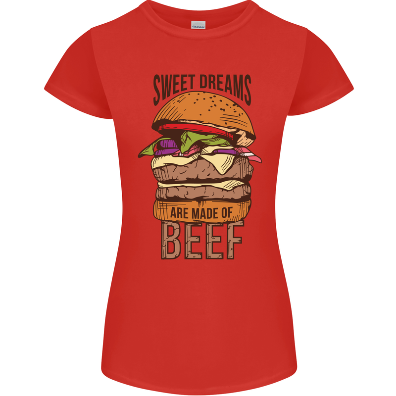 Food Sweet Dreams Beef Funny Chef BBQ Cook Womens Petite Cut T-Shirt Red