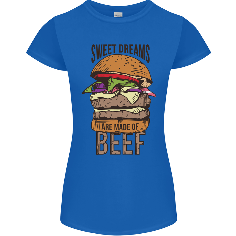 Food Sweet Dreams Beef Funny Chef BBQ Cook Womens Petite Cut T-Shirt Royal Blue