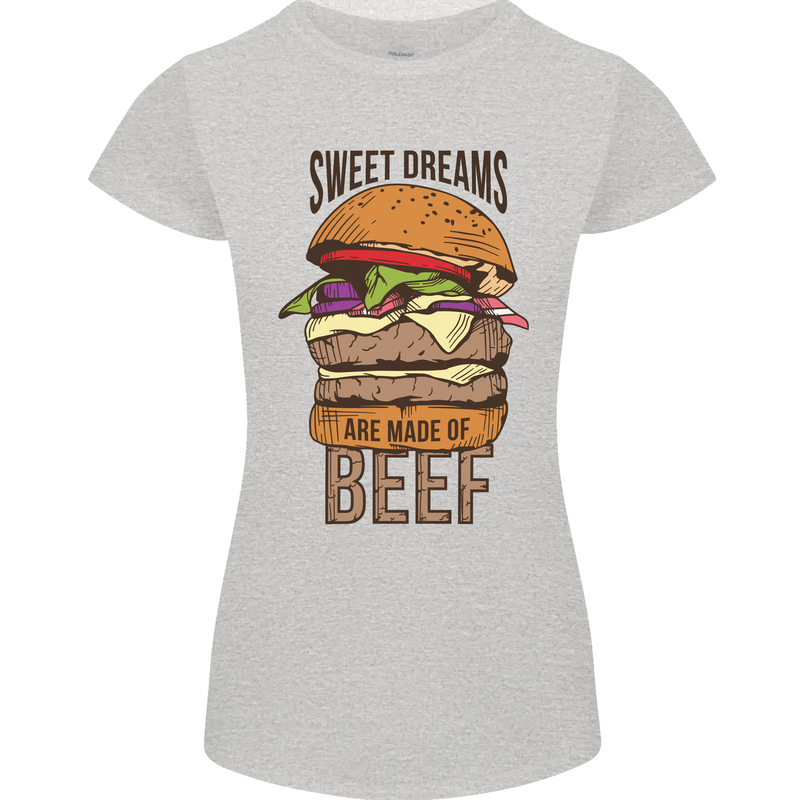 Food Sweet Dreams Beef Funny Chef BBQ Cook Womens Petite Cut T-Shirt Sports Grey