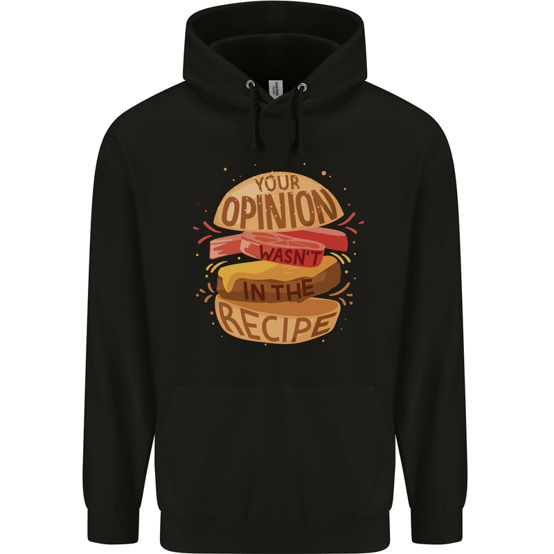 Food Your Opinion Funny Chef BBQ Cook Childrens Kids Hoodie Black
