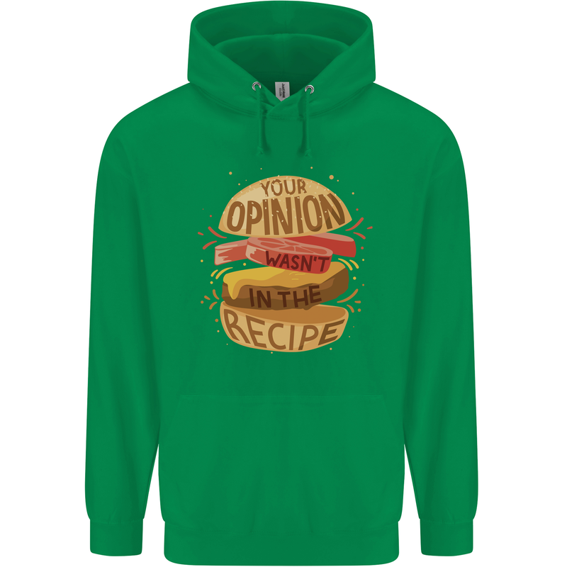 Food Your Opinion Funny Chef BBQ Cook Childrens Kids Hoodie Irish Green