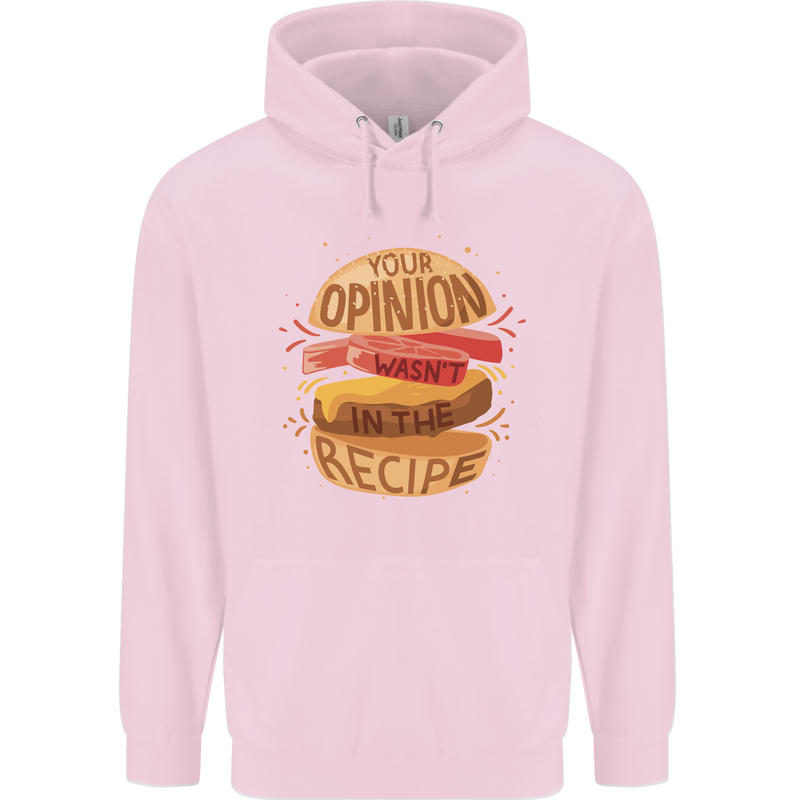 Food Your Opinion Funny Chef BBQ Cook Childrens Kids Hoodie Light Pink