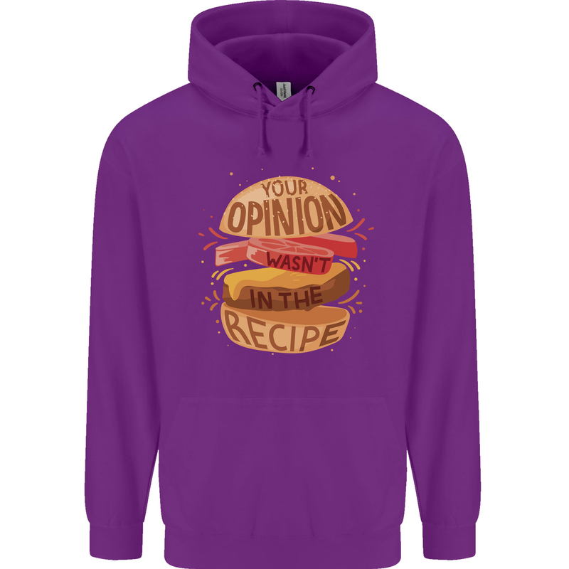Food Your Opinion Funny Chef BBQ Cook Childrens Kids Hoodie Purple