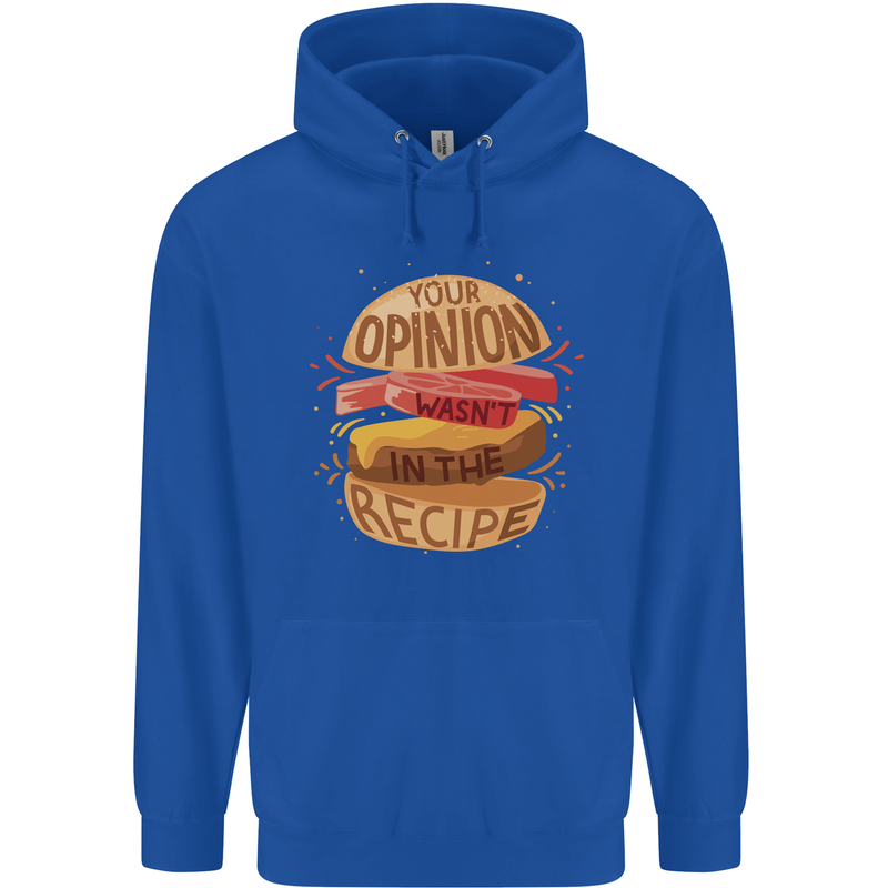 Food Your Opinion Funny Chef BBQ Cook Childrens Kids Hoodie Royal Blue