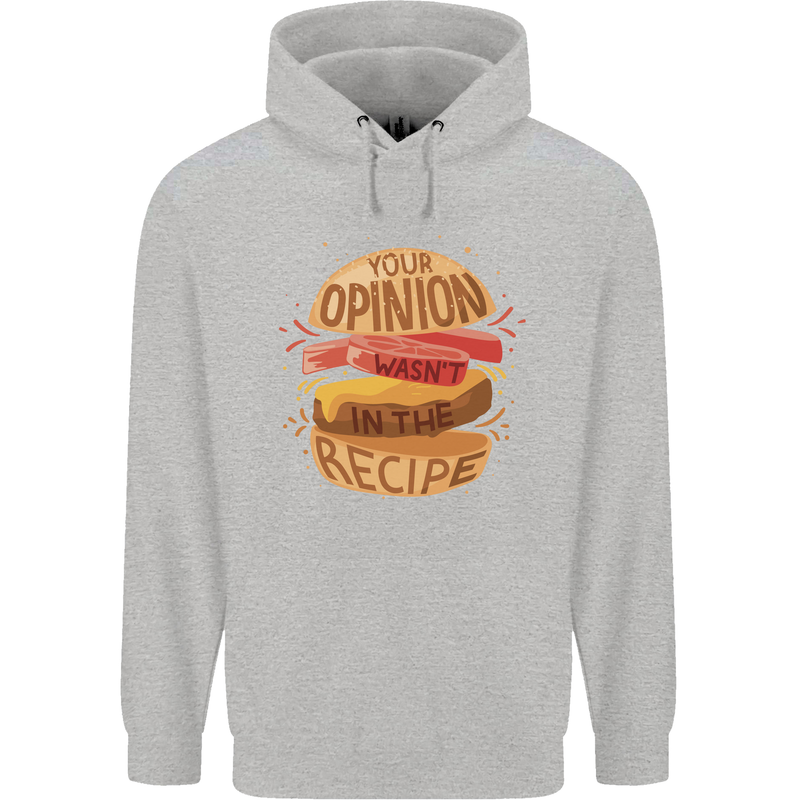 Food Your Opinion Funny Chef BBQ Cook Childrens Kids Hoodie Sports Grey