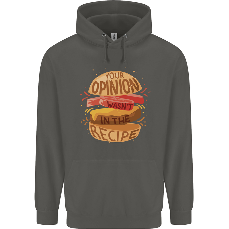 Food Your Opinion Funny Chef BBQ Cook Childrens Kids Hoodie Storm Grey