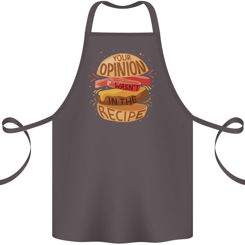 Food Your Opinion Funny Chef BBQ Cook Cotton Apron 100% Organic Dark Grey