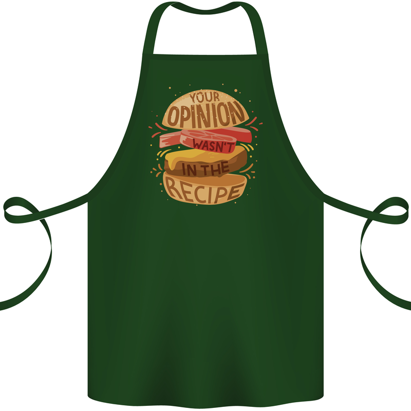 Food Your Opinion Funny Chef BBQ Cook Cotton Apron 100% Organic Forest Green