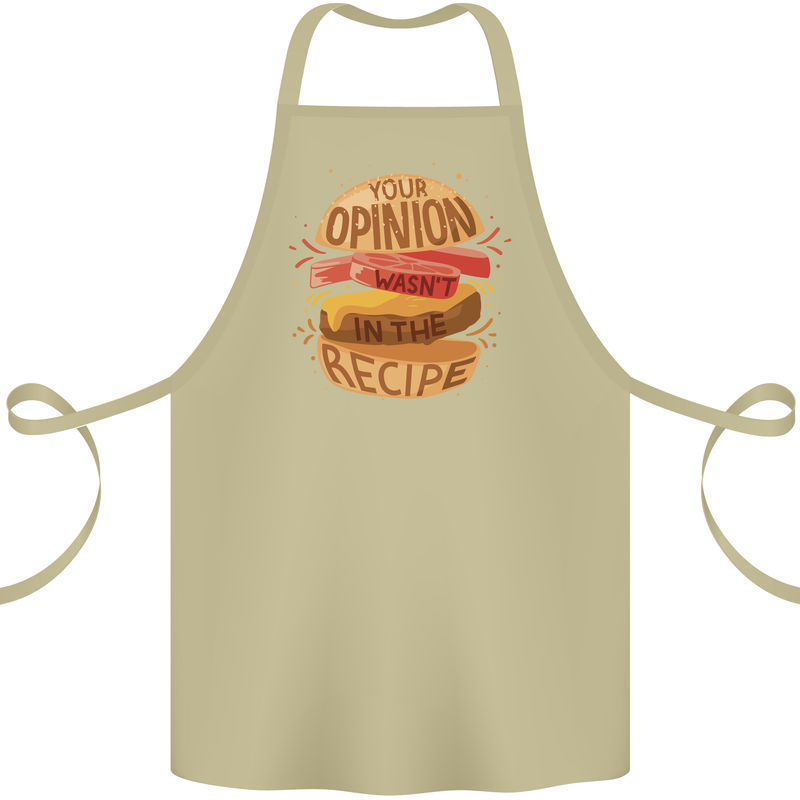 Food Your Opinion Funny Chef BBQ Cook Cotton Apron 100% Organic Khaki