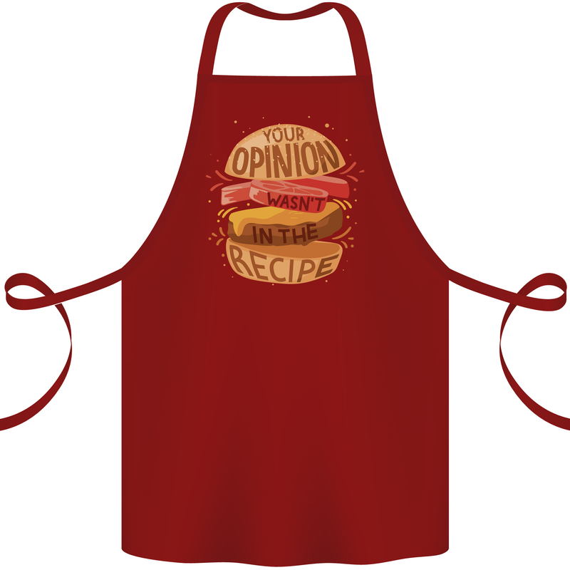 Food Your Opinion Funny Chef BBQ Cook Cotton Apron 100% Organic Maroon