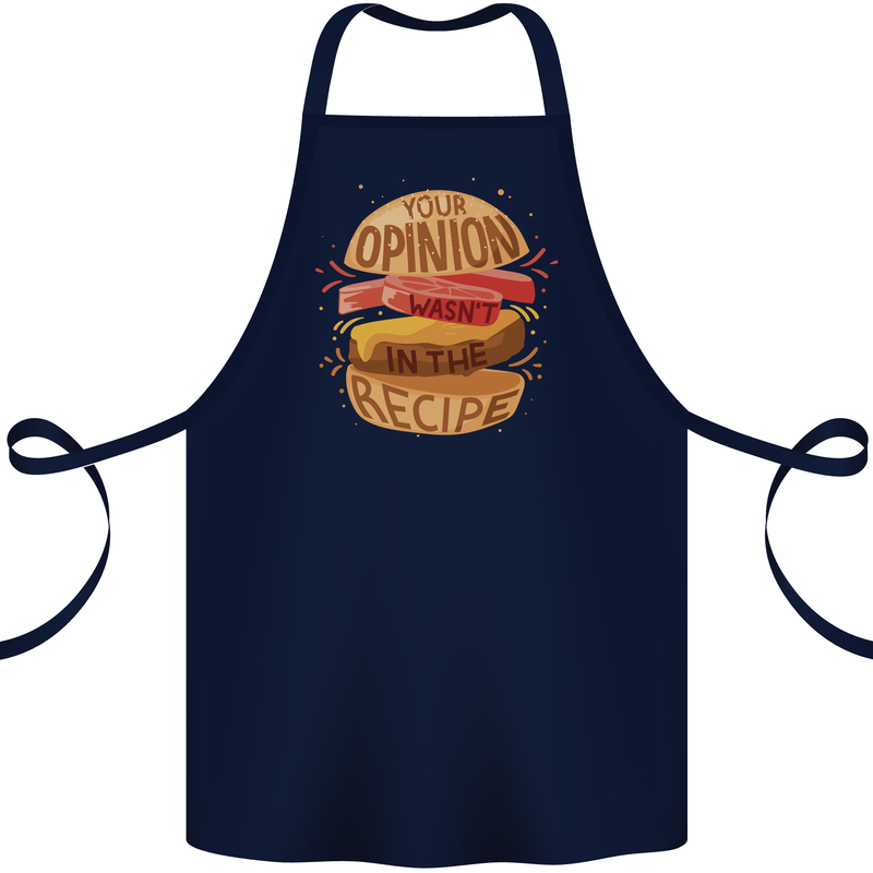 Food Your Opinion Funny Chef BBQ Cook Cotton Apron 100% Organic Navy Blue