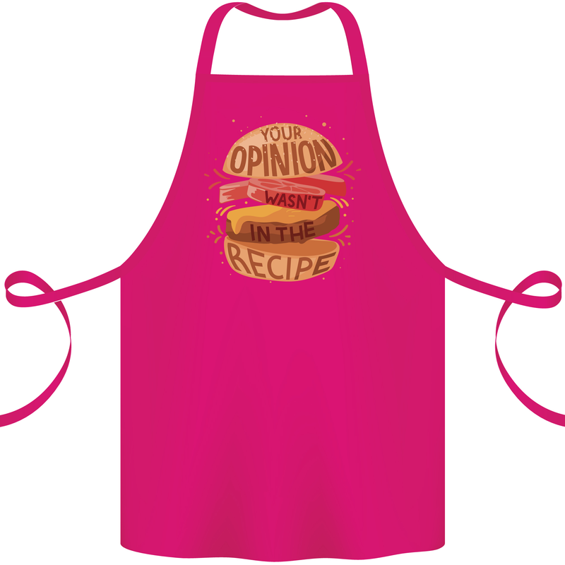 Food Your Opinion Funny Chef BBQ Cook Cotton Apron 100% Organic Pink