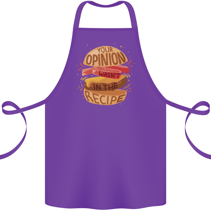 Food Your Opinion Funny Chef BBQ Cook Cotton Apron 100% Organic Purple