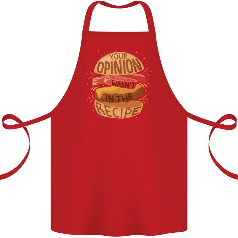 Food Your Opinion Funny Chef BBQ Cook Cotton Apron 100% Organic Red