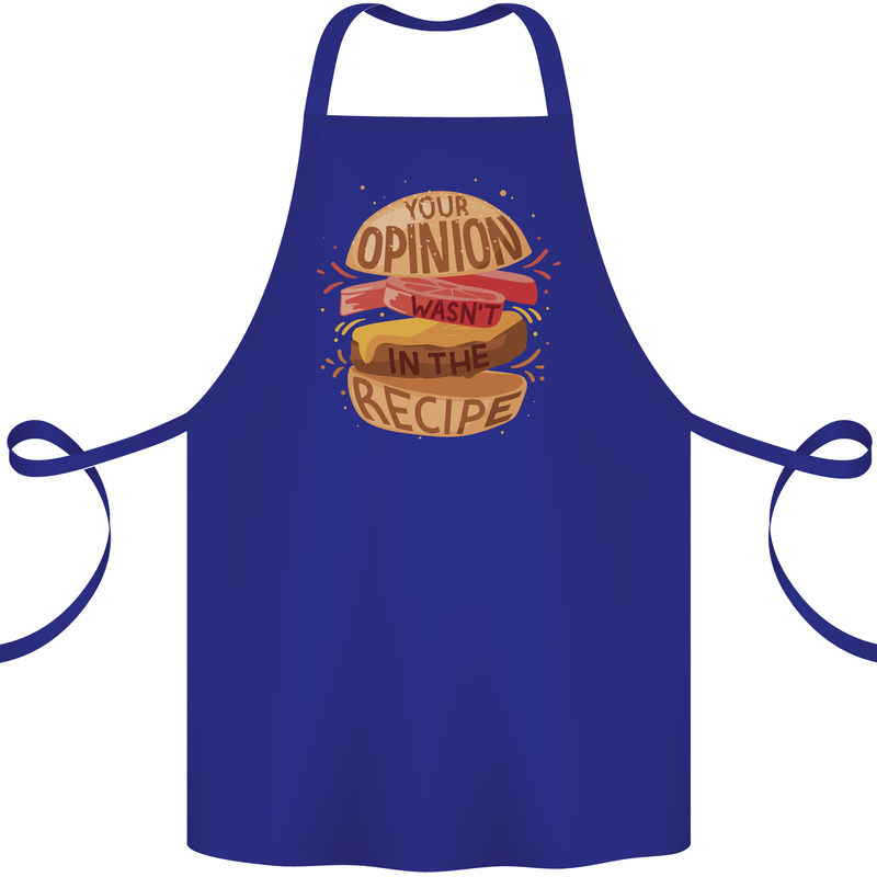 Food Your Opinion Funny Chef BBQ Cook Cotton Apron 100% Organic Royal Blue
