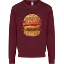 Food Your Opinion Funny Chef BBQ Cook Kids Sweatshirt Jumper Maroon