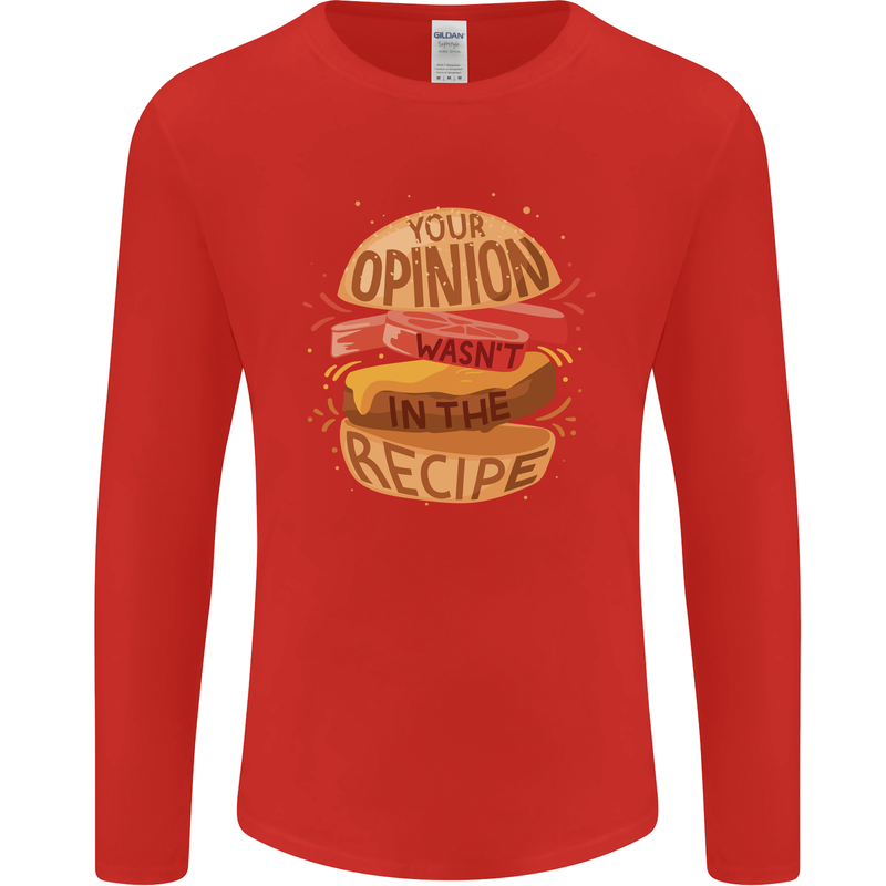 Food Your Opinion Funny Chef BBQ Cook Mens Long Sleeve T-Shirt Red