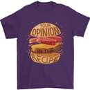 Food Your Opinion Funny Chef BBQ Cook Mens T-Shirt Cotton Gildan Purple