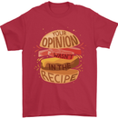 Food Your Opinion Funny Chef BBQ Cook Mens T-Shirt Cotton Gildan Red