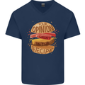 Food Your Opinion Funny Chef BBQ Cook Mens V-Neck Cotton T-Shirt Navy Blue