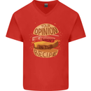 Food Your Opinion Funny Chef BBQ Cook Mens V-Neck Cotton T-Shirt Red