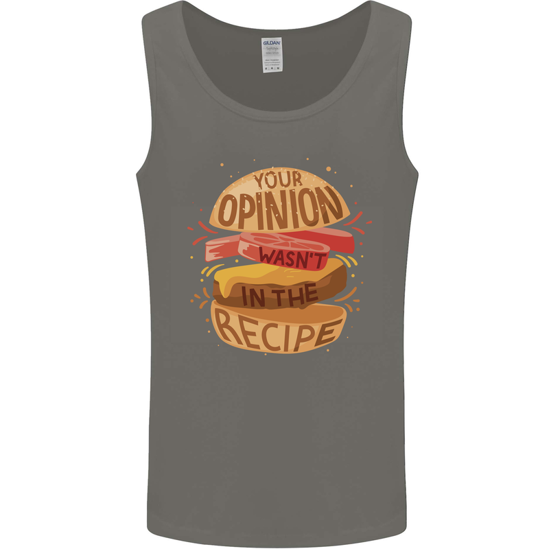 Food Your Opinion Funny Chef BBQ Cook Mens Vest Tank Top Charcoal