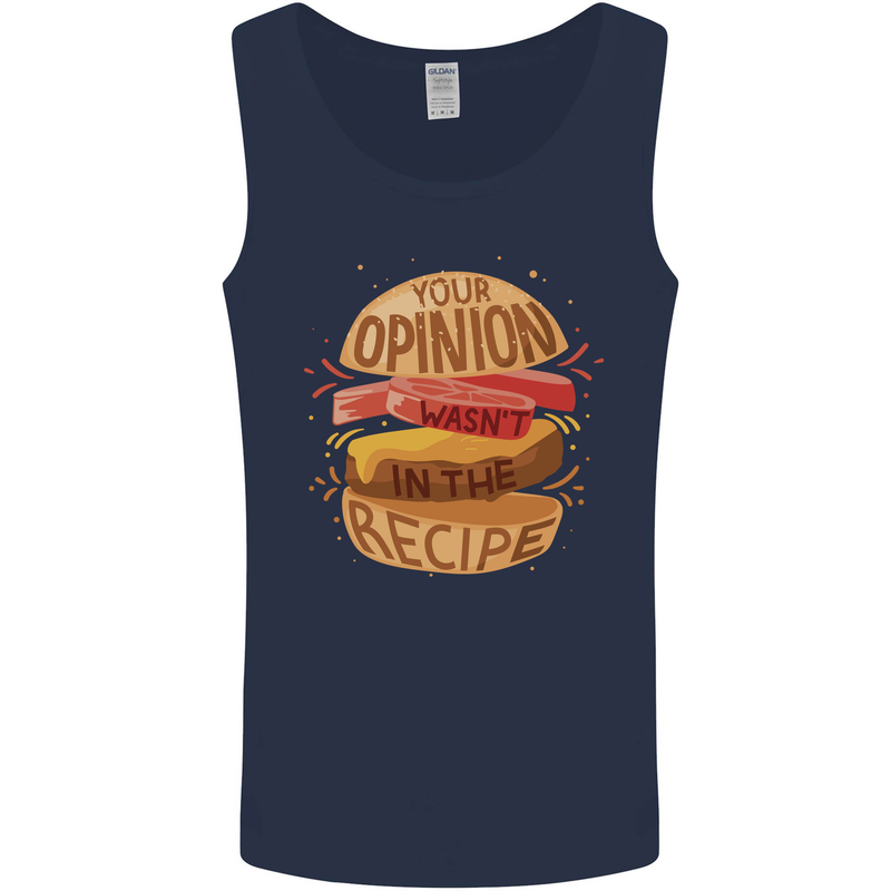 Food Your Opinion Funny Chef BBQ Cook Mens Vest Tank Top Navy Blue