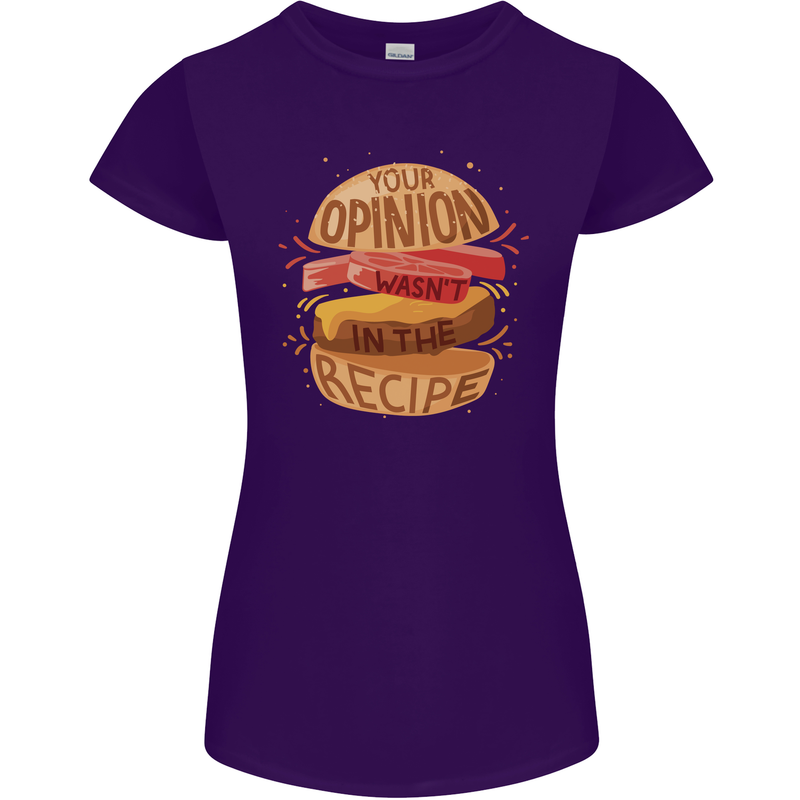 Food Your Opinion Funny Chef BBQ Cook Womens Petite Cut T-Shirt Purple