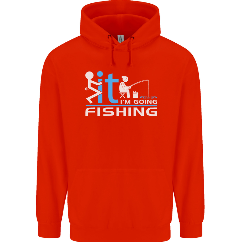 Fook It I'm Going Fishing Funny Fisherman Mens 80% Cotton Hoodie Bright Red