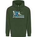 Fook It I'm Going Fishing Funny Fisherman Mens 80% Cotton Hoodie Forest Green