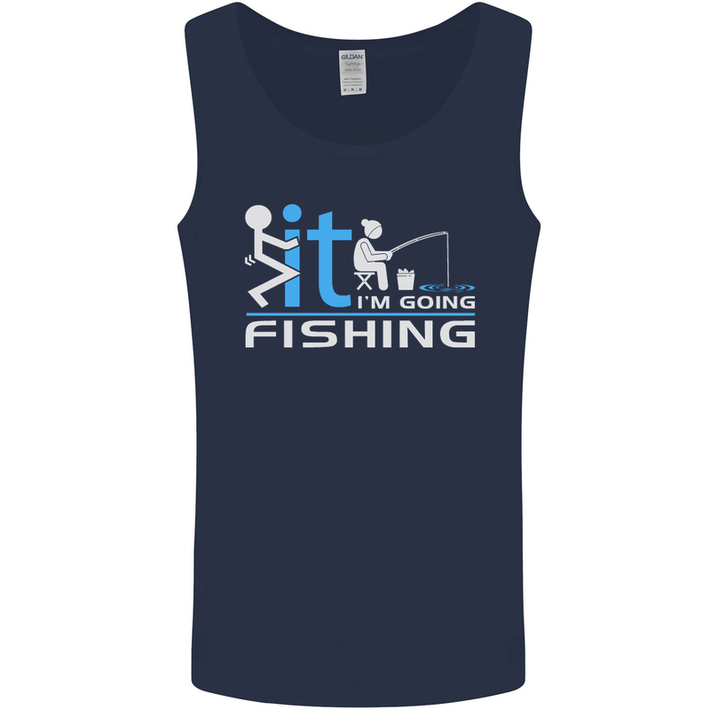Fook It I'm Going Fishing Funny Fisherman Mens Vest Tank Top Navy Blue