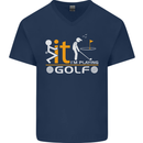 Fook It I'm Playing Golf Golfer Golfing Mens V-Neck Cotton T-Shirt Navy Blue