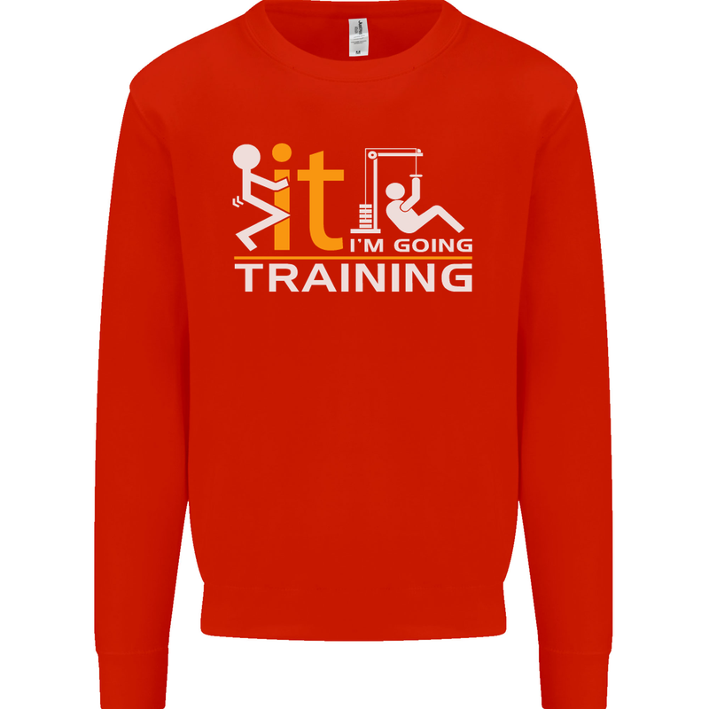 Fook It Im Going Training Top Weightlifting Mens Sweatshirt Jumper Bright Red