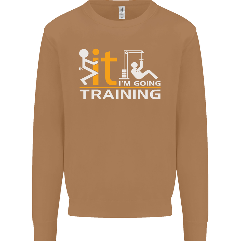 Fook It Im Going Training Top Weightlifting Mens Sweatshirt Jumper Caramel Latte