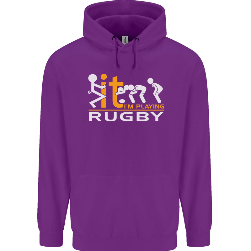 Fook It Im Playing Rugby Union Player Funny Mens 80% Cotton Hoodie Purple