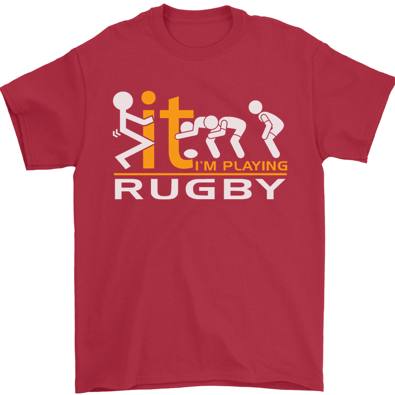 Fook It Im Playing Rugby Union Player Funny Mens T-Shirt Cotton Gildan Red