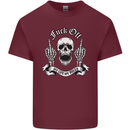 Fook Off My Life Rules Skull Finger Flip Mens Cotton T-Shirt Tee Top Maroon