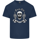 Fook Off My Life Rules Skull Finger Flip Mens Cotton T-Shirt Tee Top Navy Blue