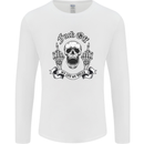 Fook Off My Life Rules Skull Finger Flip Mens Long Sleeve T-Shirt White