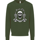Fook Off My Life Rules Skull Finger Flip Mens Sweatshirt Jumper Forest Green