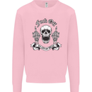 Fook Off My Life Rules Skull Finger Flip Mens Sweatshirt Jumper Light Pink